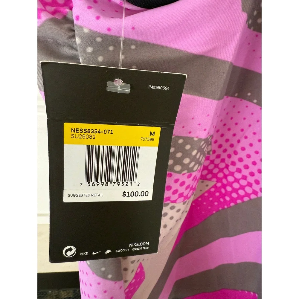 Nike Pink Gray Geometric Print Swim Top Tankini Top Tank Women's‎ Size M NWT